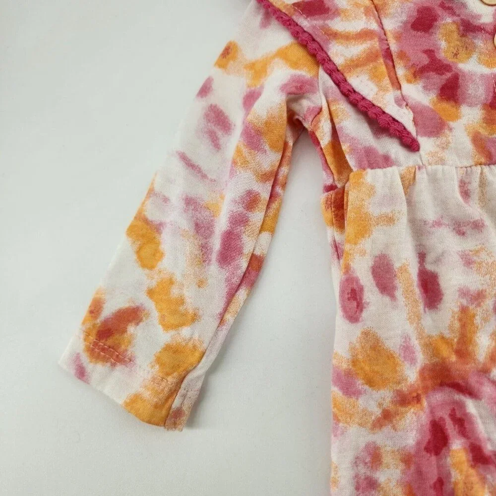 Charlotte & Star Baby Girl One Piece Footed Button Front Outfit Tie‎ Dye 3-6M